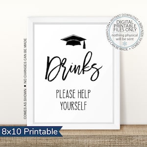 Printable Graduation Party Drink Station Sign, Open House Sign, Graduation Party, Beverages, Beverage Station Sign, Table Sign, Food Table