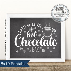 Printable Hot Cocoa Sign, Holiday Decor, Christmas Sign, Hot Chocolate Bar Printable Sign, Christmas Wall Art, Christmas Party Decor