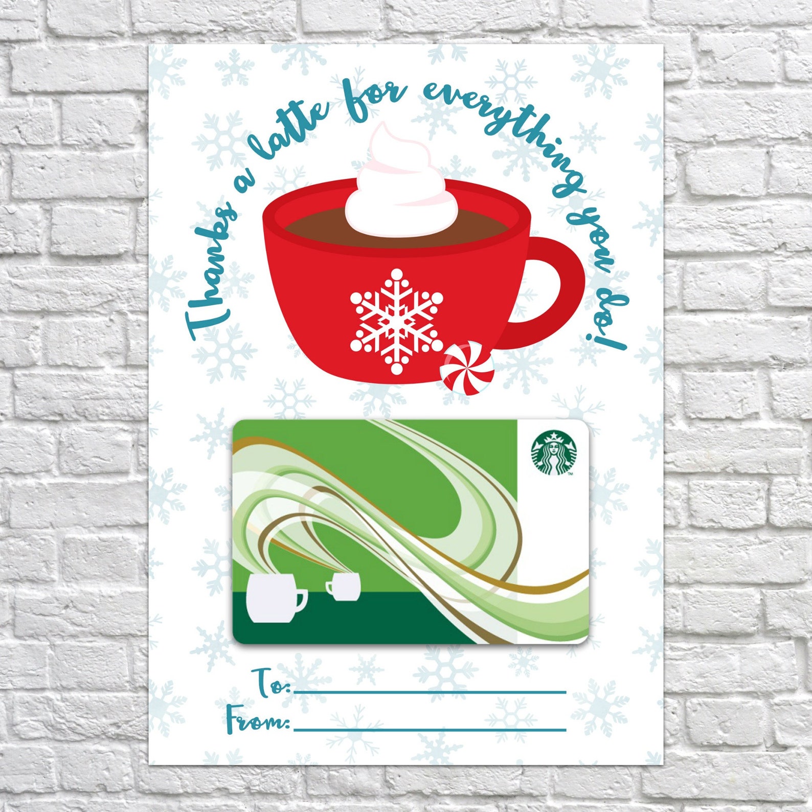 Printable Thanks A Latte For All You Do Christmas Gift Card Etsy Italia