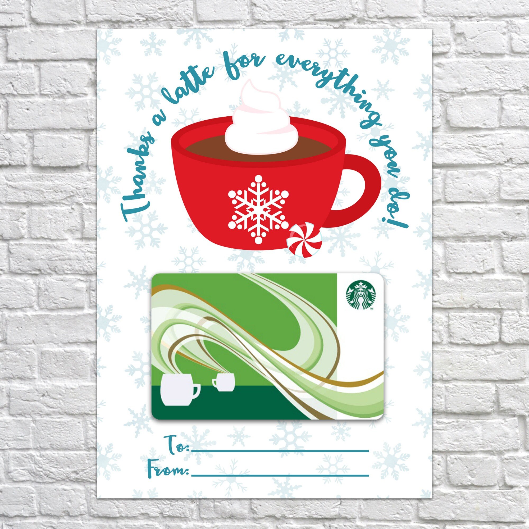 Printable Thanks a Latte for All You Do, Christmas Gift Card Holder ...