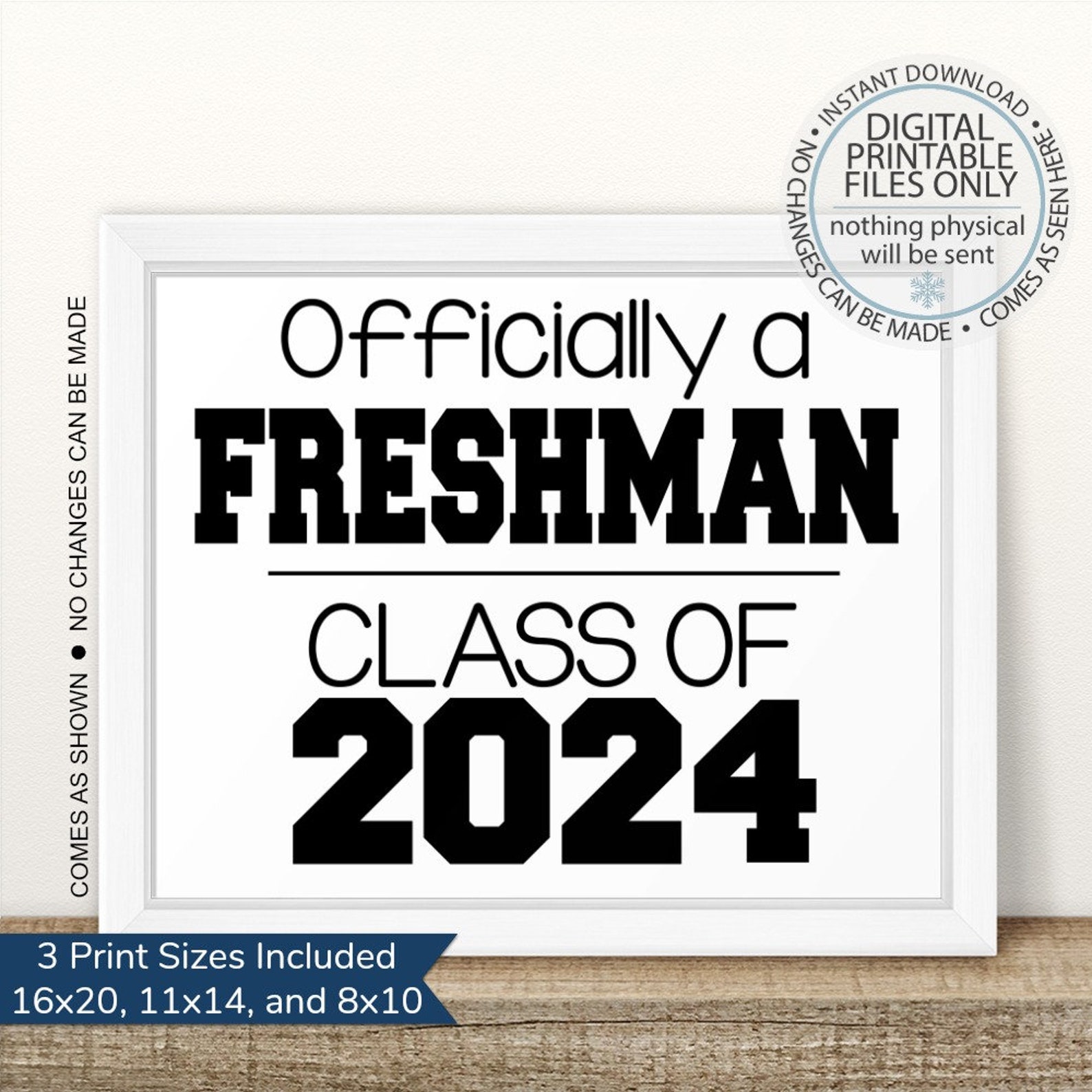 PRINTABLE Freshman Class of 2024 First Day of Freshman Year Etsy