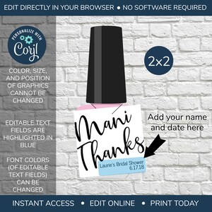 EDITABLE Nail Polish Favor Tags DIY Nail Favor Tags Template - Etsy