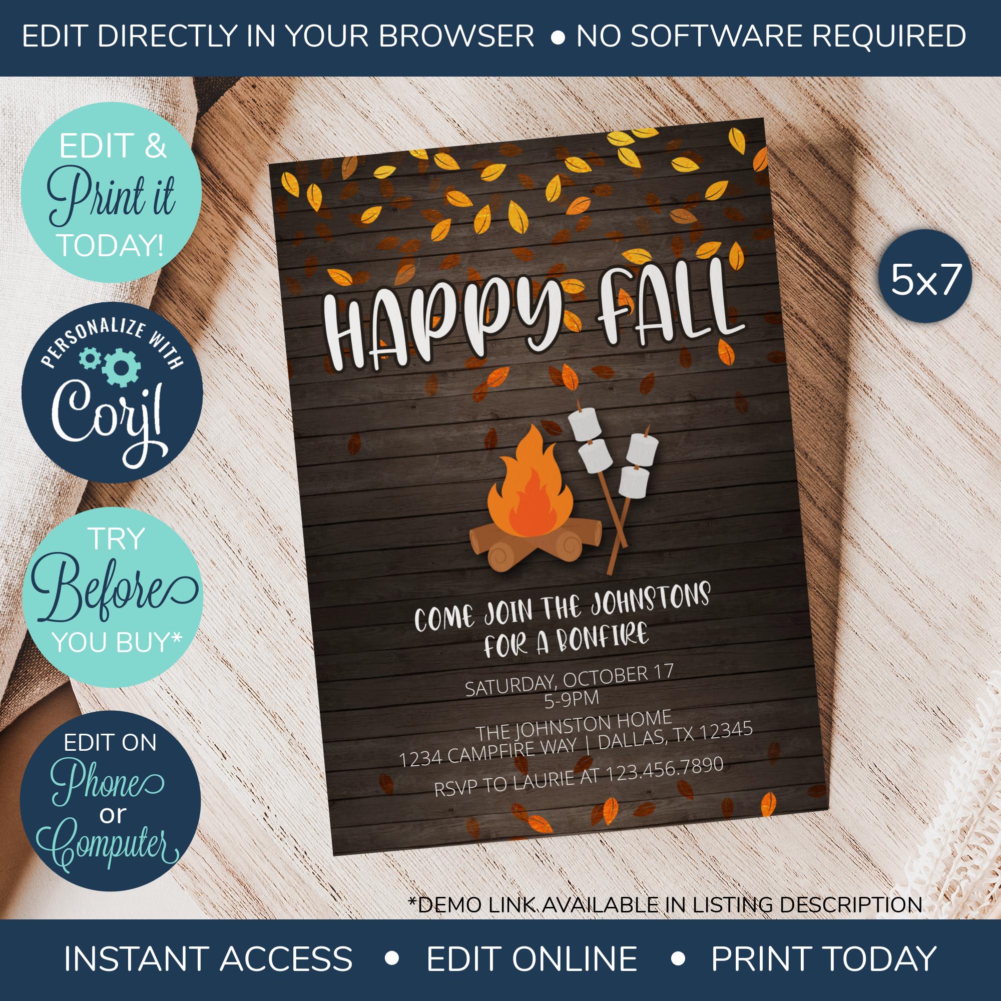 Fall Rally Invite EDITABLE Fall Festival Invitation, Neighborhood Open House Invitation ...