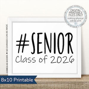 Classe sênior de 2026, placa do primeiro dia do último ano, primeiro dia para impressão, volta às aulas, placa de quadro-negro do primeiro dia de aula, último ano