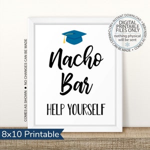 Graduation Party Nacho Bar Sign, Open House Sign, Graduation Party, All the fixin&#39;s, Graduation Fiesta, Nacho Sign, Graduation Food, Blue