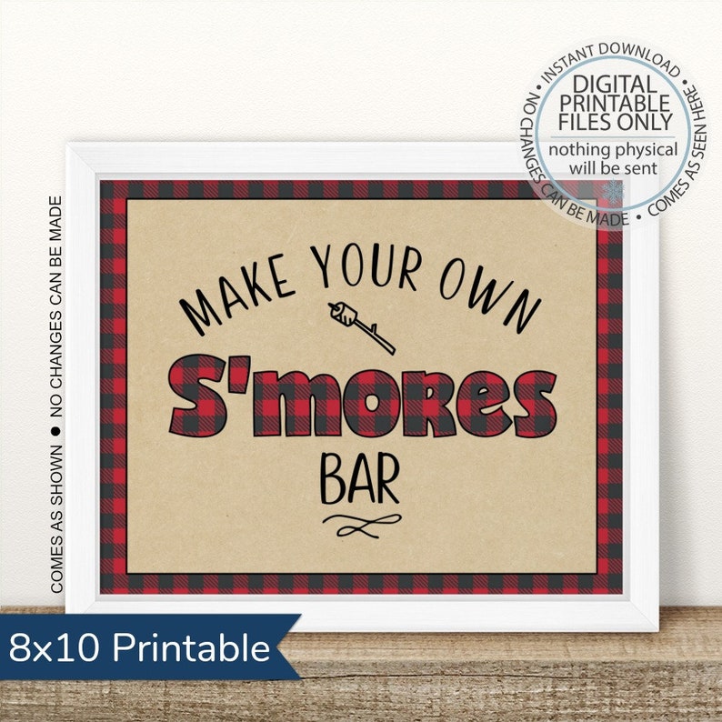 Printable S'mores Bar Sign Smores Table Sign Marshmallow | Etsy