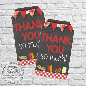 Picnic Favor Tags, Picnic Birthday, Thank you tags, Picnic Tags, Picnic Thank You tags, Picnic party, Picnic Thank you, PRINTABLE DIY