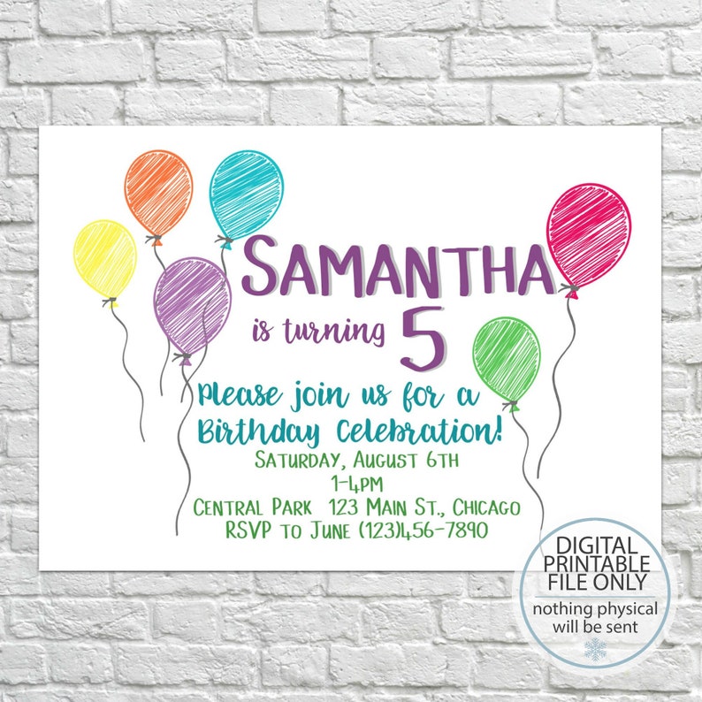 Printable Birthday Invitation Kids Birthday Birthday Etsy