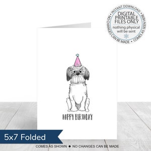 Carte d'anniversaire à imprimer, carte de voeux de joyeux anniversaire, carte d'anniversaire de chien, carte d'amoureux des chiens, carte d'anniversaire vierge, carte de chien de joyeux anniversaire