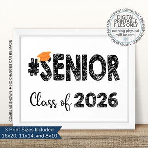 Printable Senior Class of 2026, First Day of Senior Year Sign, First Day, Back To School, First Day of School Printable Sign, Senior Year