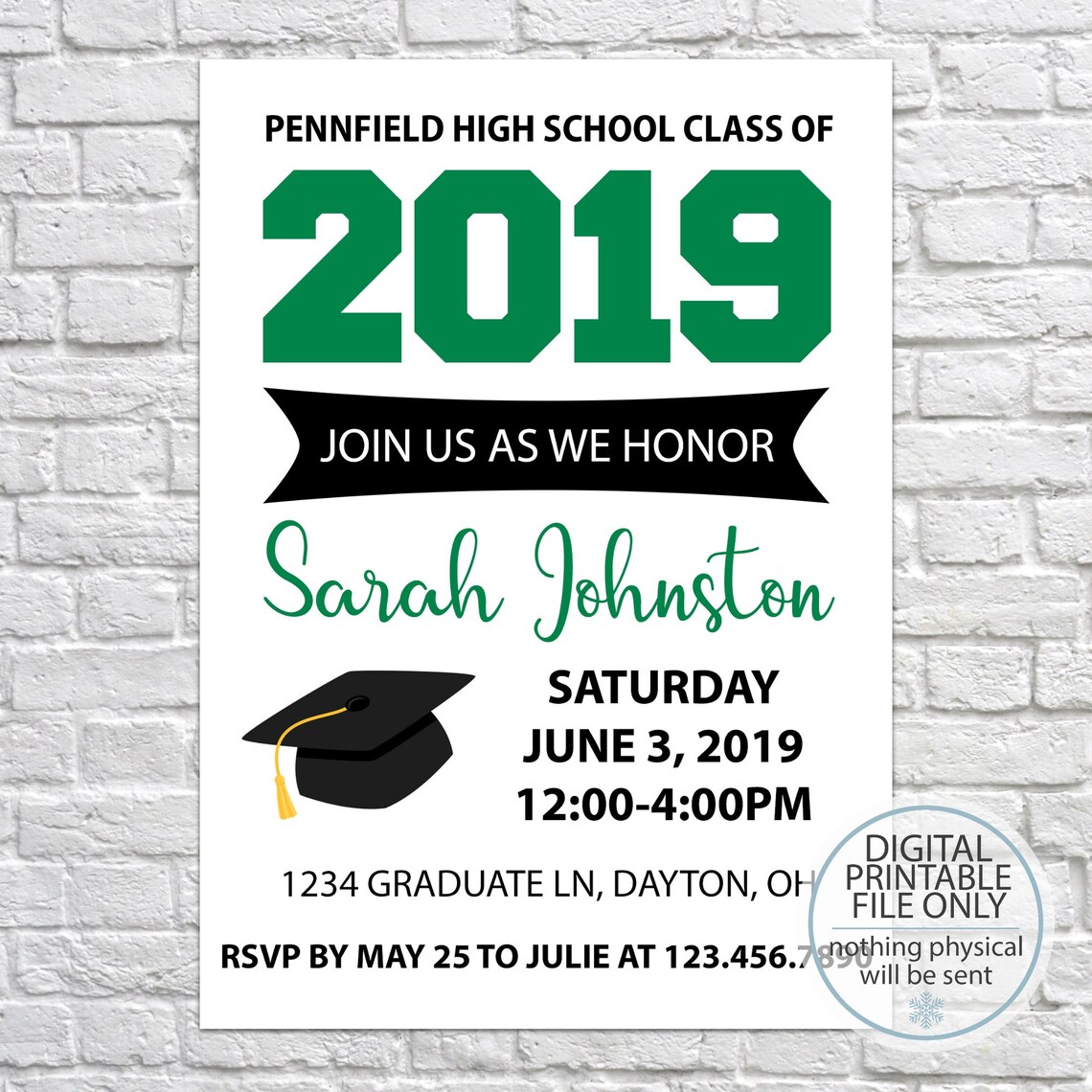 Printable Graduation Open House Invitation Class of 2019 | Etsy