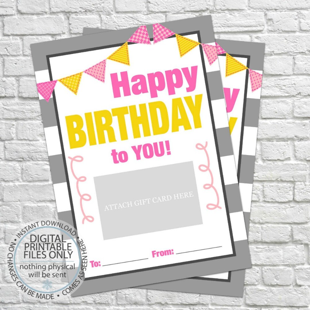 Birthday Gift Card Holder, Printable Gift Card Holders, Birthday Gift ...