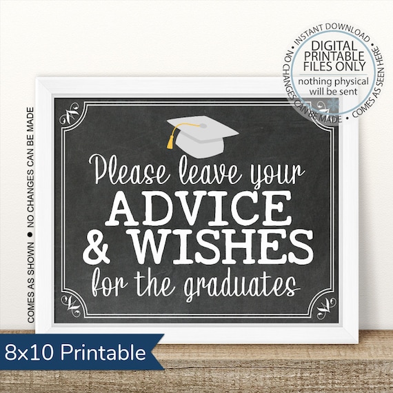 Printable Advice For The Graduates Sign High School | Etsy