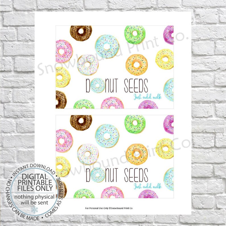 printable favor tags donut seeds gift bag toppers donut etsy