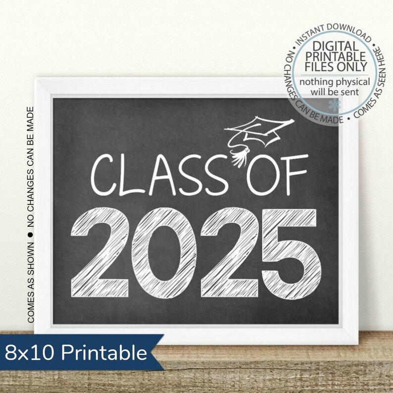 Printable Class of 2025 Graduation Sign Senior Pictures Photo Etsy