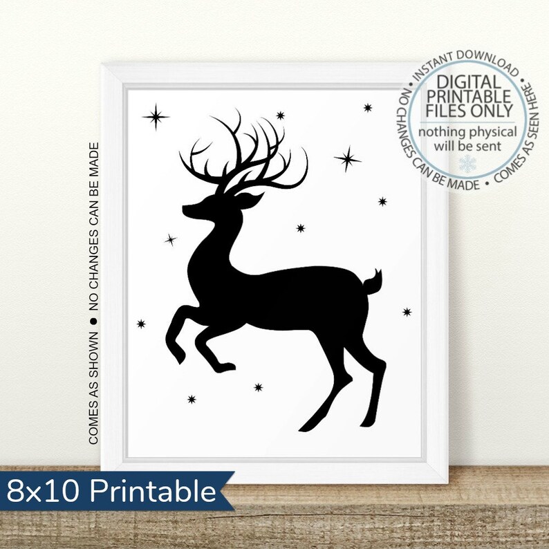 Printable Christmas Wall Art Reindeer Art Reindeer Holiday Etsy