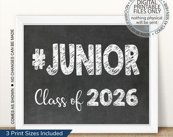 Junior Class van 2026, eerste dag van het Junior Year, afdrukbare eerste dag, terug naar school, eerste schooldag schoolbordbord, elfde leerjaar