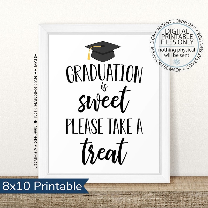 Graduation is Sweet Please Take a Treat Sign Printable Etsy España
