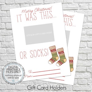 Printable Christmas Gift Card Holder, Last Minute Gift, Gift Card Holder, Christmas Gift Card, Teacher&#39;s Gifts, Christmas Card, Funny Card