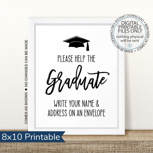 Printable Graduation Address Your Envelope Sign, Address Your Thank You Card, Help The Busy Graduate, Write Your Address