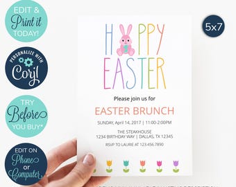 EDITABLE Easter Brunch Invitation, Easter Invitation, Easter Egg Hunt Invitation, Easter Invite, Brunch Invitation, Easter Bunny Invitation