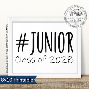 Printable Junior Class of 2028, First Day of Junior Year, Back To School, First Day of School Chalkboard Sign, Eleventh Grade