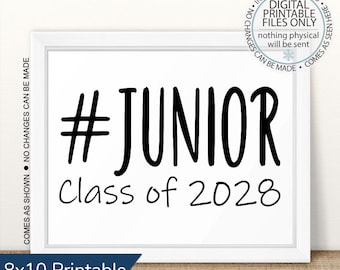 Printable Junior Class of 2028, First Day of Junior Year, Back To School, First Day of School Chalkboard Sign, Eleventh Grade