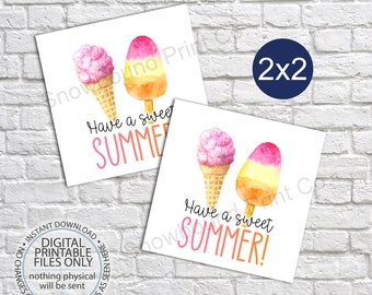 Printable Have a Sweet Summer Tag, End of School Year Tag, End of Year Treat Tag, Printable Popsicle Favor Tag, Popsicle Cool Summer Tag