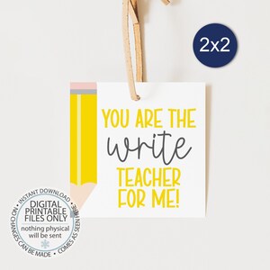 Druckbare Geschenkanhänger für Lehrer, Danke fürs Schreiben Lehrer, Geschenkanhänger für Lehrer, Dankeschön Geschenkanhänger, Lehrer Geschenke, Bleistift
