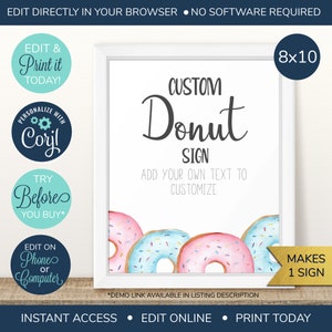 EDITABLE Custom Donut Baby Shower Sign, Donut Printable, Blue and Pink Donut Sign, Donut Shower, Donut Sign, Welcome Sign, Gender Reveal
