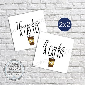 Printable Latte Thank You Tags, Teacher Gift Tags, Coffee Thank You Tag, Teacher Appreciation Printable, Thanks a Latte Gift Tag, Coffee Tag