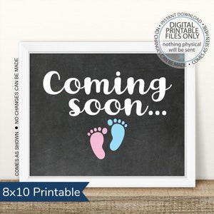 PRINTABLE Pregnancy Announcement, Coming Soon, Printable Pregnancy Sign, Chalkboard Sign, Baby Announcement, boy or girl, Pink or Blue