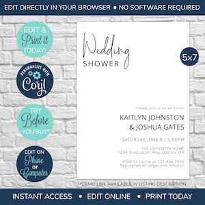 EDITABLE Wedding Shower Invitation, Minimalist Invite, Couples Shower, Black & White invitation, Bridal Shower Invitation, Simple Invite