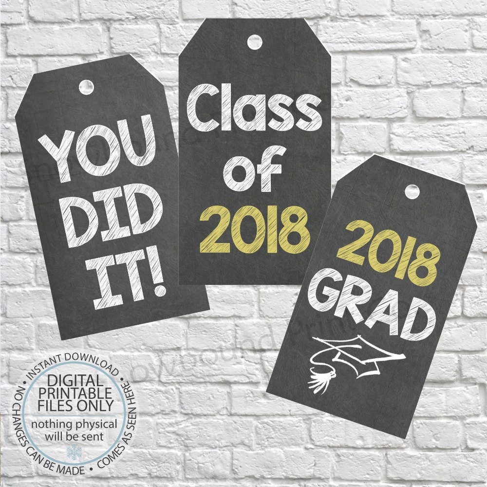 printable graduation gift tags class of 2018 high school etsy