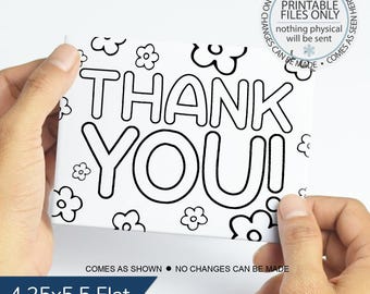 Printable Coloring Thank You Card, Thank You Coloring Card, Thank You ...
