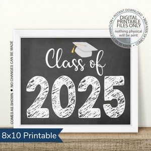 Printable Class of 2025 Graduation Sign, Senior Pictures Photo Prop, Back to School Sign, Graduation Party Decoration, Open House Sign