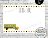 Printable Thank You Card, School Bus Thank You Card, Bus Thank You Note, Flat thanks you card, Wheels on the bus notecard, School bus note
