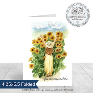 Imprimible Eres mi tarjeta de felicitación Sunshine, tarjeta de felicitación de girasol, tarjeta de felicitación simple, tarjeta de felicitación en blanco, tarjeta inspiradora