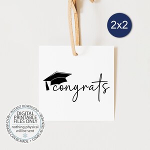 Étiquettes imprimables pour cadeaux de remise des diplômes minimalistes, étiquette de diplômé, félicitations pour diplômé, étiquette carrée, cadeau de diplômé, étiquette de carte-cadeau, étiquette volante, cadeau bricolage imprimable