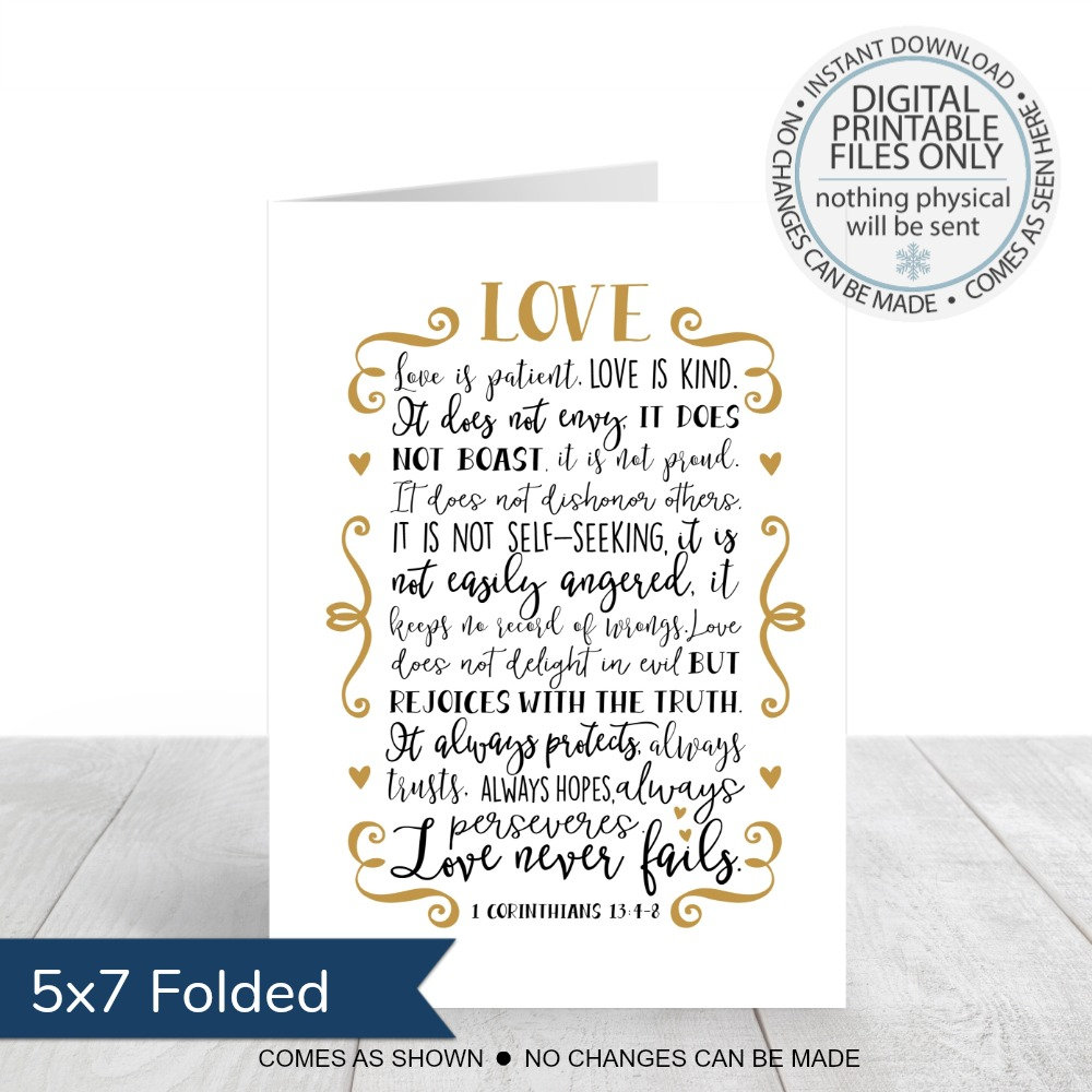 Printable Love is Patient Card 1 Corinthians 13 Wedding - Etsy