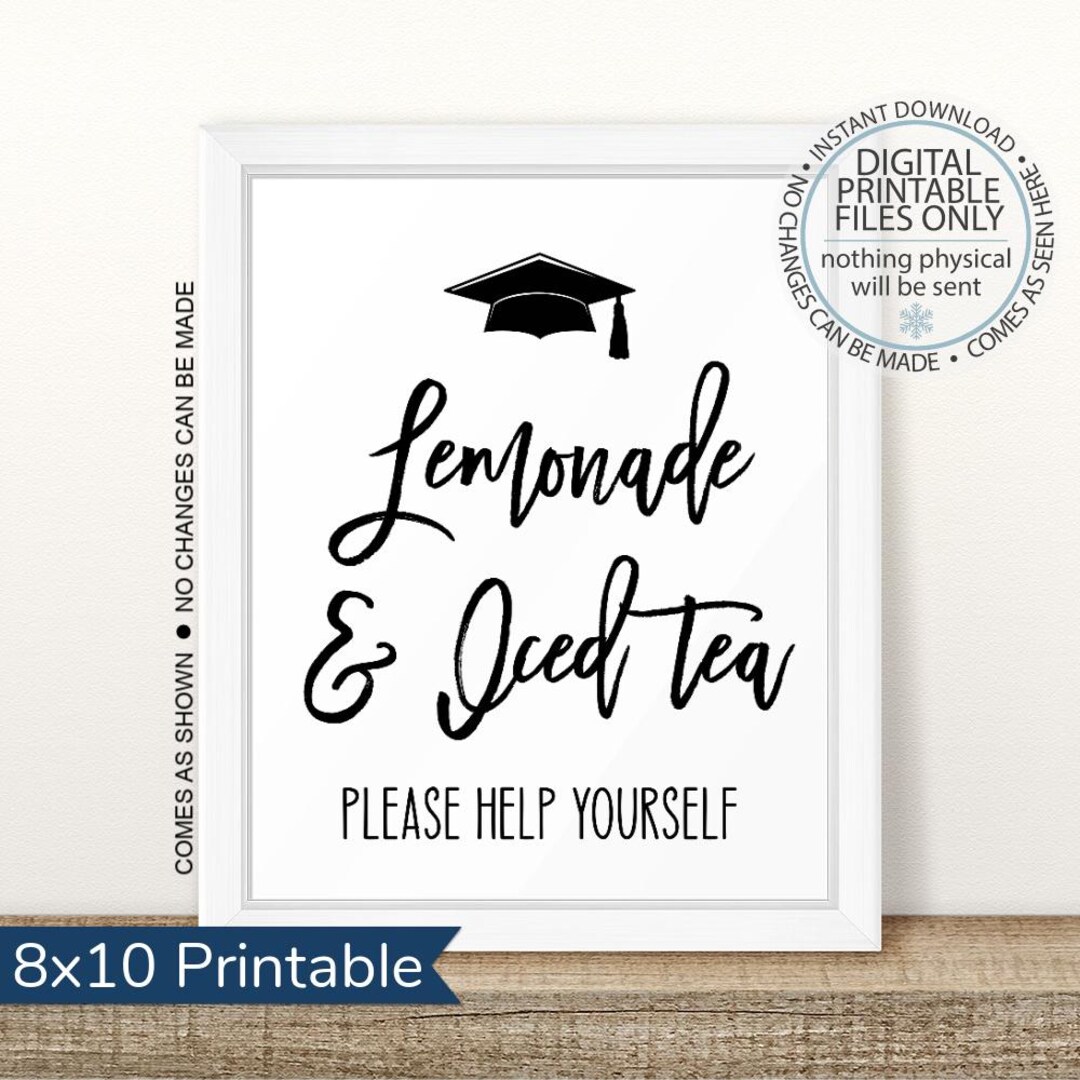 Graduation Party Lemonade and Iced Tea Sign, Open House Sign ...