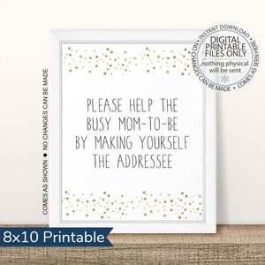 Printable Address Your Envelope Sign, Address Your Thank You Card, Help The Busy Mom To Be, Make Yourself The Addressee, Twinkle Twinkle
