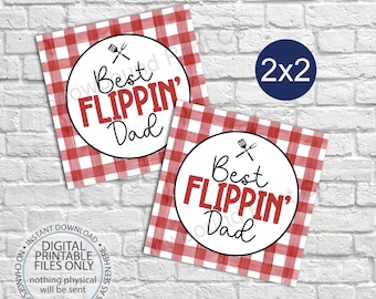 Printable Best Flippin' Dad Tag, Father's Day Gift Tag, BBQ GIft Tag, To Dad, Father's Day Favor Tag, Square Tag, Cookie Tag, Grill, Burger