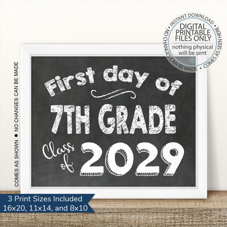 Printable 7th Grade 20232024 First Day of School Printable Etsy Ireland