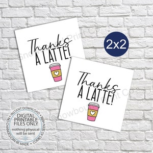 Printable Latte Thank You Tags, Teacher Gift Tags, Coffee Thank You Tag, Teacher Appreciation Printable, Thanks a Latte Gift Tag, Coffee Tag