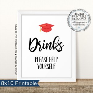 Printable Graduation Party Drink Station Sign, Open House Sign, Graduation Party, Beverages, Beverage Station Sign, Table Sign, Food Table