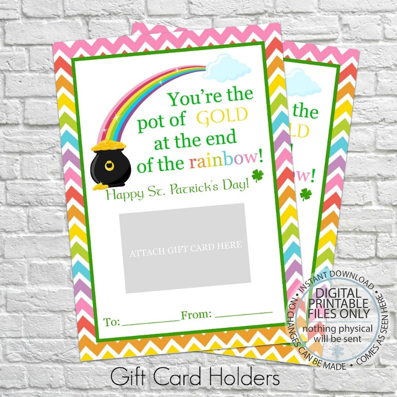 You/'re the pot of gold Patrick/'s Day Gift Card Holder Patrick/'s Day Gift St St Saint Patrick/'s Printable Thank You Gift Card Holders