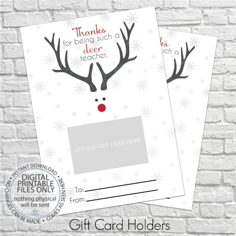 Printable Christmas Gift Card Holder Thank You Gift Card | Etsy