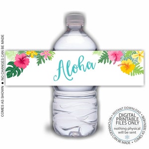Printable Water Bottle Wraps, Luau Water Bottle Labels, Luau Birthday, Tropical Water Bottle Labels, Luau Party Printable, Luau bottle wraps