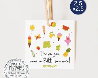 Printable Have a Sweet Summer Tag, End of School Year Tag, End of Year Treat Tag, Printable Popsicle Favor Tag, Popsicle Cool Summer Tag